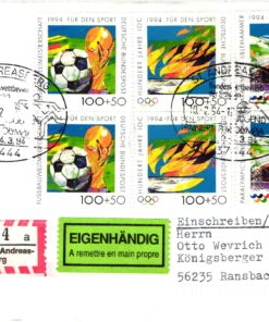 Deutschland, Sport, Mi. 1718-20 Reko FDC Fußball, Paralympics, IOC 1994 Olympische Spiele