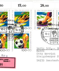 Deutschland, Sport, Mi. 1718-20 Wertbrief FDC Eiskunstlauf Lillehammer 1994 Leverkusen Centolymbria Olympische Spiele