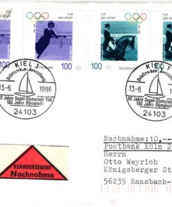 Deutschland, Sport, Mi. 1862-63 Nachnahme FDC Kiel 100 Jahre  Olympische Spiele Segel Olympiade