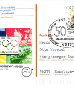 Deutschland, Sport, Mi. 1861 FDC 1996 100 Jahre Olympische Spiele, SST Essen Briefmarkenschau