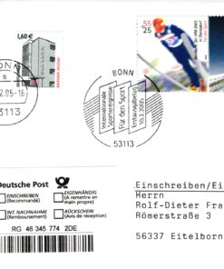 Deutschland, Sport, Mi. 2442 Reko FDC Nordische Ski WM 2005 Bonn
