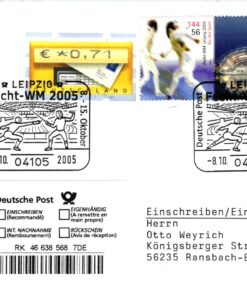 Deutschland, Sport, Mi. 2443 Reko Leipzig Fecht WM 2005 Einschreiben