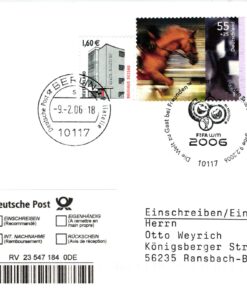 Deutschland, Sport, Mi. 2520 Pferdesport Reko FDC 2006 WM AACHEN Berlin Gast bei Freunden