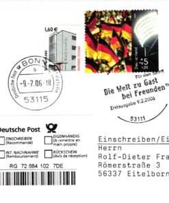 Deutschland, Sport, Mi. 2517 Reko 2006 FIFA Fußball WM Bonn Gast bei Freunden