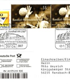 Deutschland, Sport, Mi. 2578 Reko 2007 Handball WM 2007 Magdeburg Bördelandhalle
