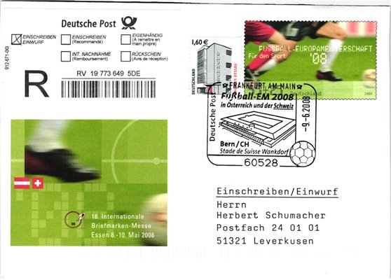 Deutschland, Sport, Mi. 2650 Reko 2008 Fußball EM 2008 Bern Stadion