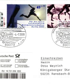 Deutschland, Sport, Mi. 2727+2728 Reko 2009 Deutsche Leichtathletik Meisterschaften ULM