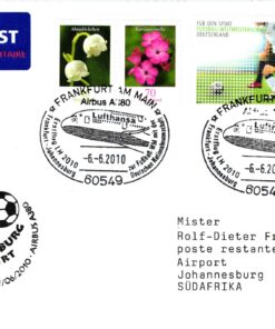Deutschland, Sport, Mi. 2788 2010 Fußball WM Frankfurt Johannesburg LH2010 Lufthansa Sonderflug