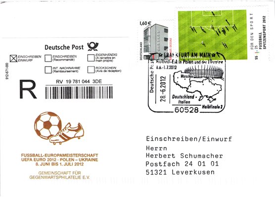Deutschland, Sport, Mi. 2924 FDC 2012 Deutschland Italien Fußball EM Soccer