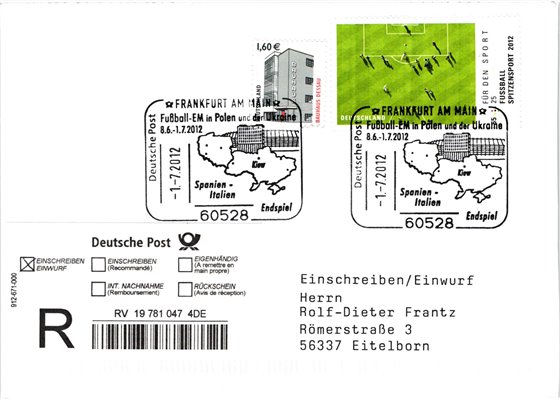 Deutschland, Sport, Mi. 2924 FDC 2012 Spanien Italien Finale Fußball EM Soccer