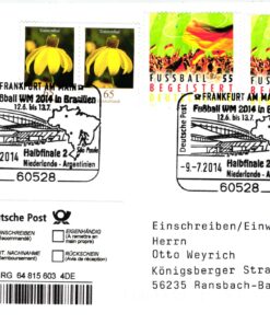 Deutschland, Sport, Mi. 2930 FDC 2014 Fußball WM Brasilien Soccer Niederlande Argentinien