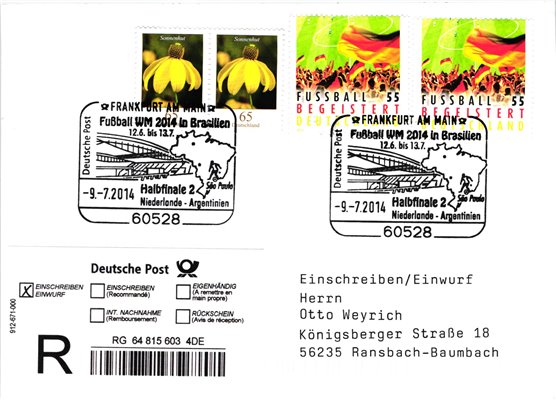 Deutschland, Sport, Mi. 2930 FDC 2014 Fußball WM Brasilien Soccer Niederlande Argentinien