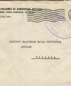 Trieste A AMG FTT, 1954 Busta Ente Ausiliario Assistenza Sociale
