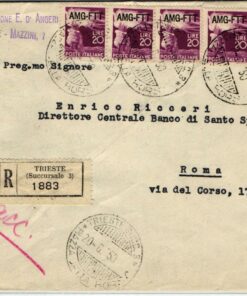 Trieste A AMG FTT, Busta 1950 Raccomandata per Roma Democratica