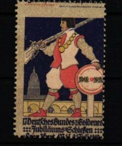 Poster stamp cinderella Vignette Deutsches Bundes Schießen Goldenes Jubiläum 1912