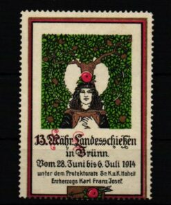 Poster stamp cinderella Vignette Mähr Landesschießen Brünn 1914 Rifle