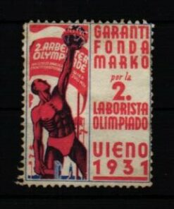 Poster stamp cinderella Vignette Arbeiter Olympiade Wien Vieno 1931 Laborista Olimpiado