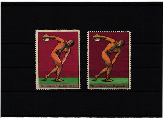 Poster stamp cinderella Vignette Diskus Fleischmanns Sport Siegelmarken