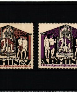 Poster stamp cinderella Vignette Sport Wettstreit Armin e.V. München Pfingsten 1913