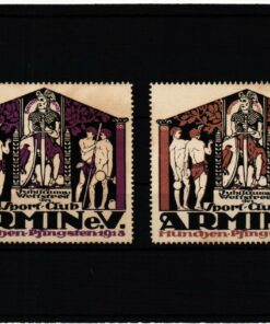 Poster stamp cinderella Vignette Sport Wettstreit Armin e.V. München Pfingsten 1913
