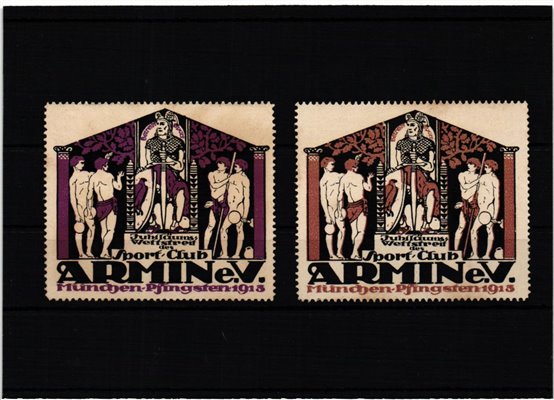 Poster stamp cinderella Vignette Sport Wettstreit Armin e.V. München Pfingsten 1913