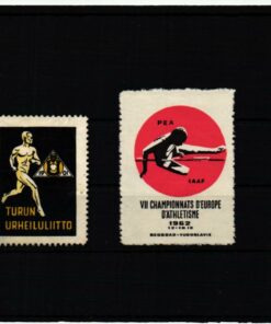 Poster stamp cinderella Vignette Turun Urheiluliitto IAAF Championnats D#Europe Athletisme 1962