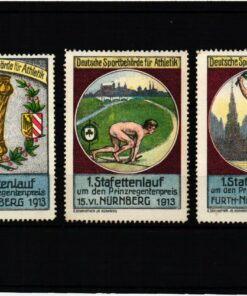 Poster stamp cinderella Vignette Sportbehörde Athletik Leichtathletik Stafettenlauf 1913 Nürnberg