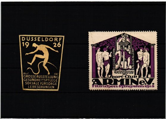 Poster stamp cinderella Vignette Düsseldorf 1926 Ausstellung Gesundheit Leibesübungen München Armin Sprtclub