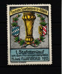 Poster stamp cinderella Vignette Sportbehörde Athletik Leichtathletik Stafettenlauf 1913 Nürnberg