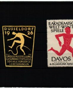 Poster stamp cinderella Vignette Ausstellung Gesundheitspflege Leibesübungen 1926, Welt Winterspiele Davos 1930