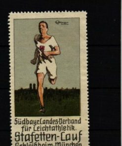 Poster stamp cinderella Vignette Südbayr. Landesverband Leichtathletik Stafetten Lauf München 1913