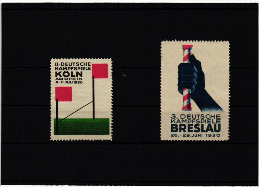 Poster stamp cinderella Vignette Kampfspiele Köln 1926, Breslau 1930