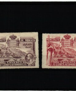 Poster stamp cinderella Vignette Courses Canots Automobiles Auto Schiffe Rennen Monaco 1907