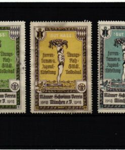 Poster stamp cinderella Vignette Männer Schwimm Verein München Volksbad Gut Nass Swimming