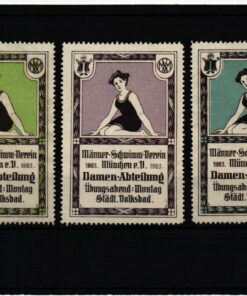Poster stamp cinderella Vignette Männer Schwimm Verein München Volksbad Damen Swimming