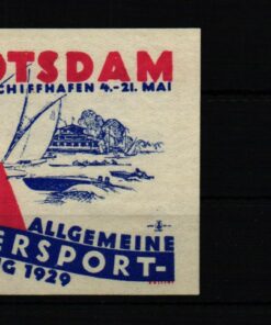 Poster stamp cinderella Vignette Potsdam Wassersport Ausstellung 1929, Wiener Ruderklub