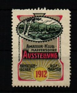 Poster stamp cinderella Vignette Amateur Klub Maffersdorf Ausstellung Künstlerische Aufnahmen 1912