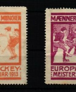 Poster stamp cinderella Vignette Europa Eishockey Meisterschaft 1913 Turnverein München 