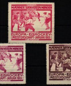 Poster stamp cinderella Vignette Europa Eishockey Meisterschaft 1913 Turnverein München 