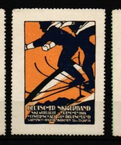 Poster stamp cinderella Vignette München 1914 Deutscher Skiverband Garmisch Ski Skiing