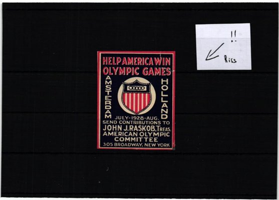 Poster stamp cinderella Vignette Sport Reklamemarke Olympic Olimpici Los Angeles 1932 USA America Olympique