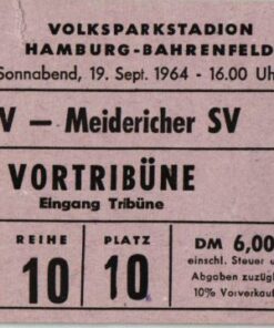 Ticket HSV Hamburg Meidericher SV Duisburg Bundesliga 1964/65 Soccer Volksparkstadion Eintrittskarte Fußball