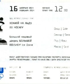 Olympic Games Sochi 2014 Ice Hockey 16.02.2014 Ticket
 Olympische Spiele