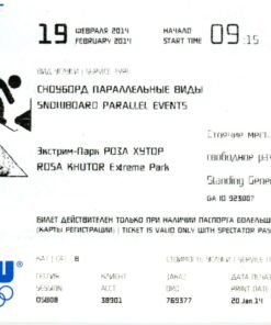 Olympic Games Sochi 2014 Snowboard Parallel Events 19.02.2014 Ticket
 Olympische Spiele