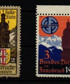 Poster stamp cinderella Vignette Sport Turnverein Turnhalle Baustein Innsbruck Bundestrunfest 1930