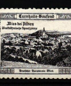 Poster stamp cinderella Vignette Sport Turnhalle Baufond Mies bei Pilsen Turnverein 