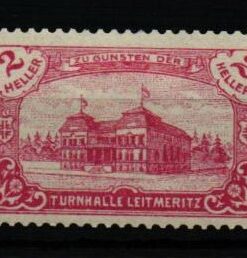 Poster stamp cinderella Vignette Sport Zu Gunsten Turnhalle Leitmeritz Bau Turnverein 