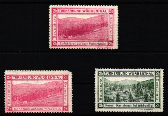 Poster stamp cinderella Vignette Sport Turnhallen Bauschatz Turnerbund Würbenthal