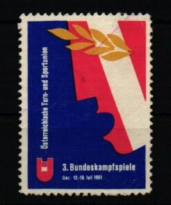Poster stamp cinderella Vignette Sport Österreichische Turn und SPortunion ÖTB Bundeskampfspiele 1961 Linz