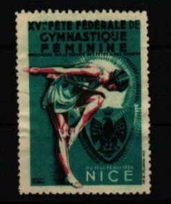 Poster stamp cinderella Vignette Sport Gymnstique Fete Federale Feminine Nice 1934